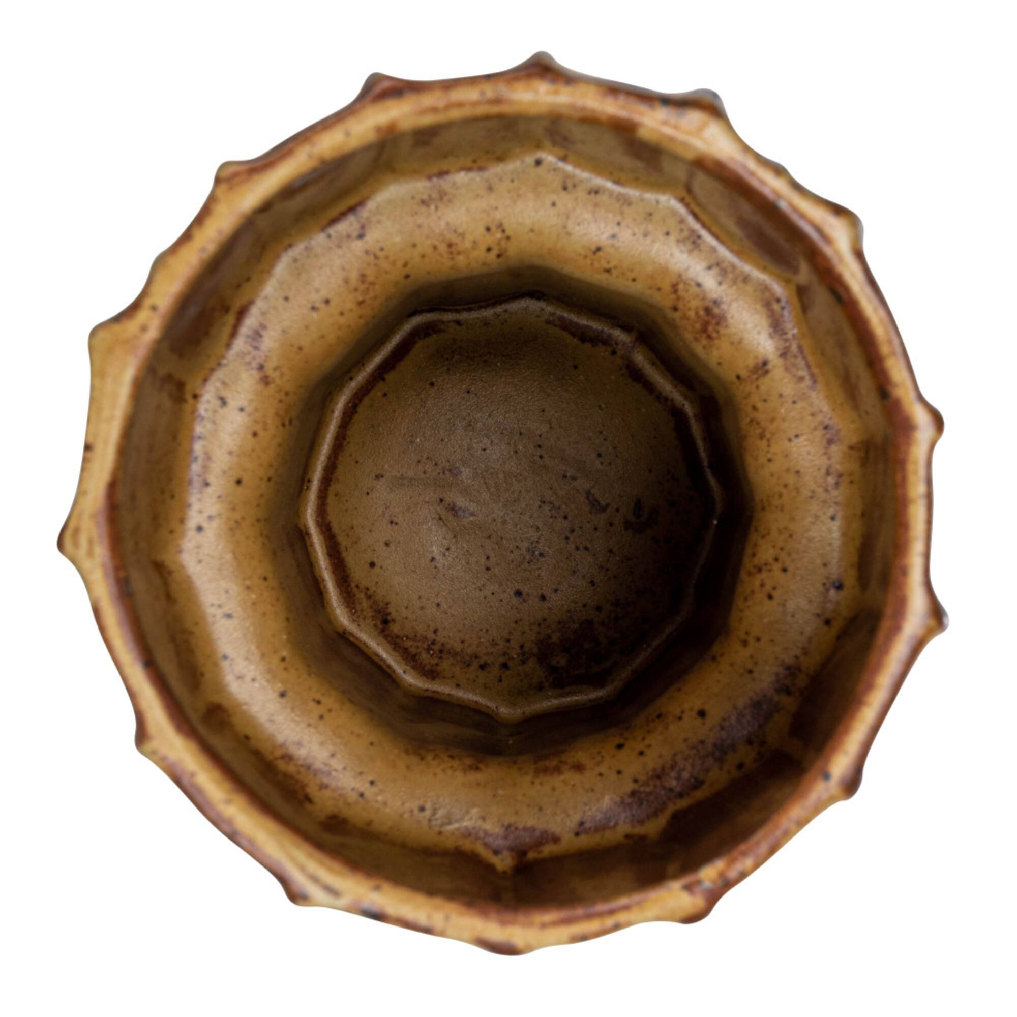 Hello Honey® Bloomingville 6.5" Brown Modern Pleated Stoneware Vase